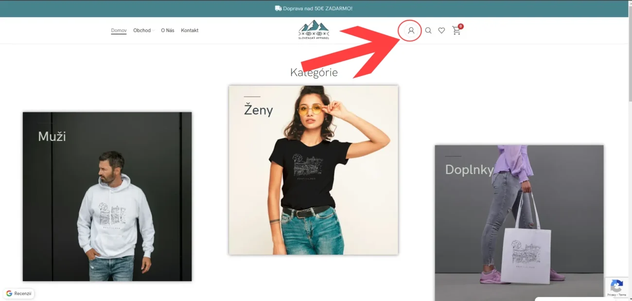 obrázok ukazuje šípku na ikonu používateľa