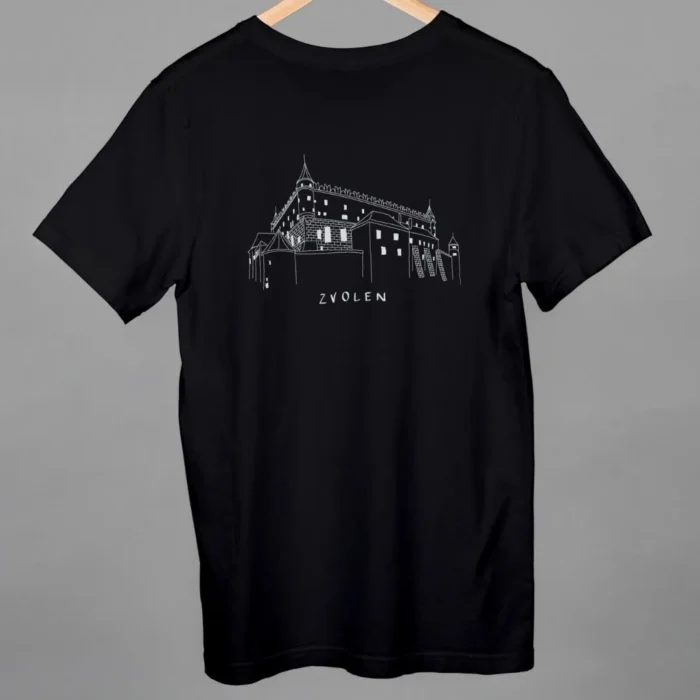 čierne unisex tričko s motívom Zvolena