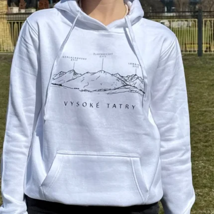 biela dámska mikina s motívom Vysokých Tatier