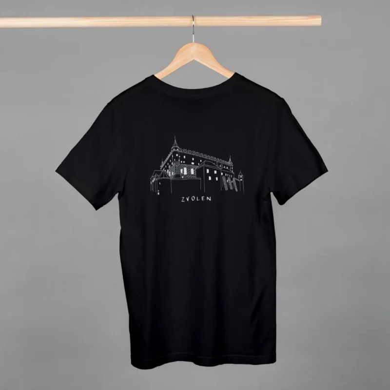 čierne unisex tričko s motívom Zvolena