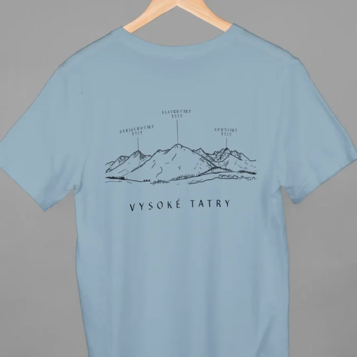 modré unisex tričko s motívom Vysokých Tatier